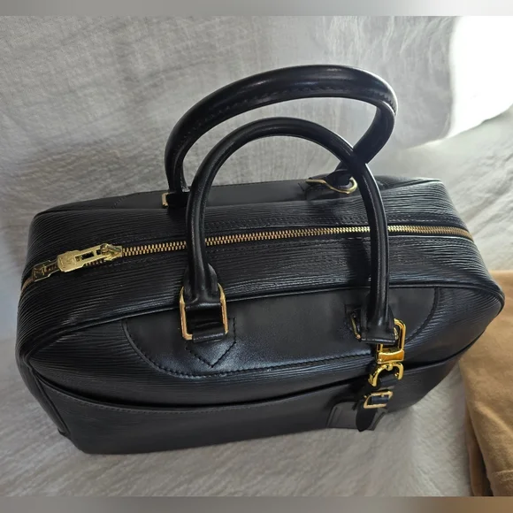 Louis Vuitton Epi Deauville Black Noir Bag Travel Luggage Keepall Speedy Leather - Picture 5 of 15